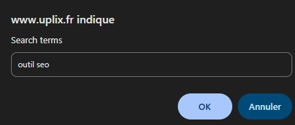 Recherche du terme 'outil SEO' sur Uplix.