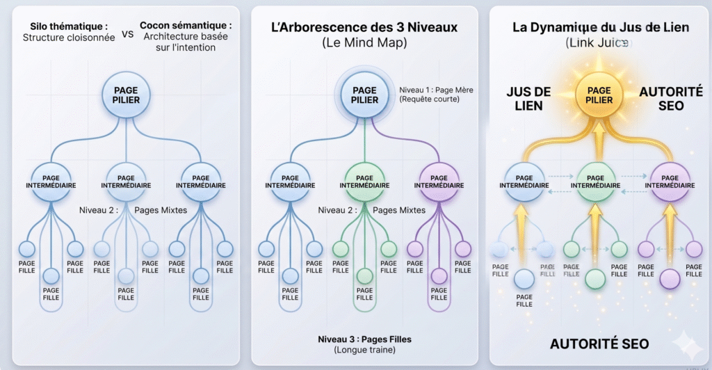 Diagramme SEO de structure et autorité des pages