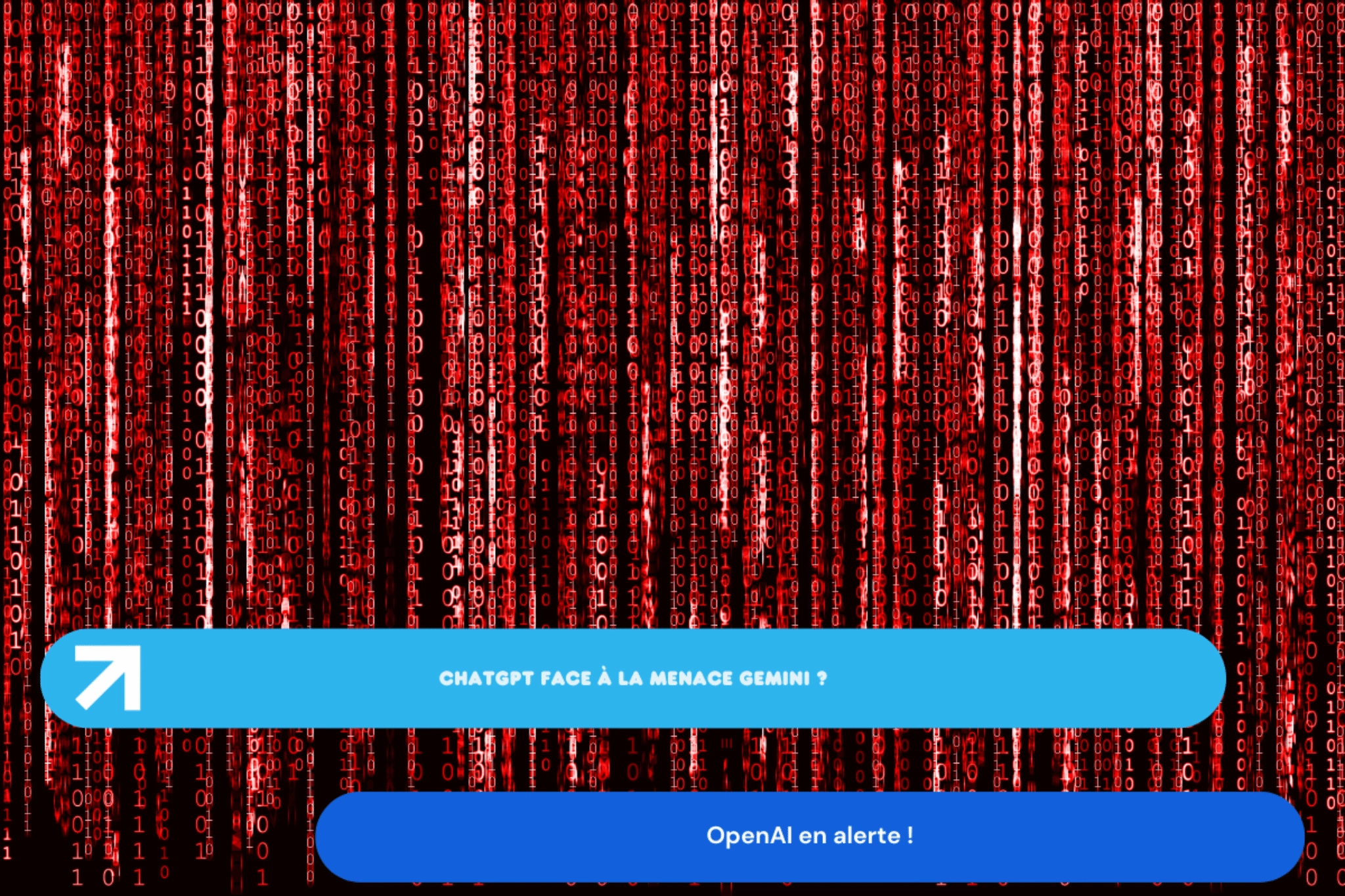 Code binaire rouge avec texte d’alerte.