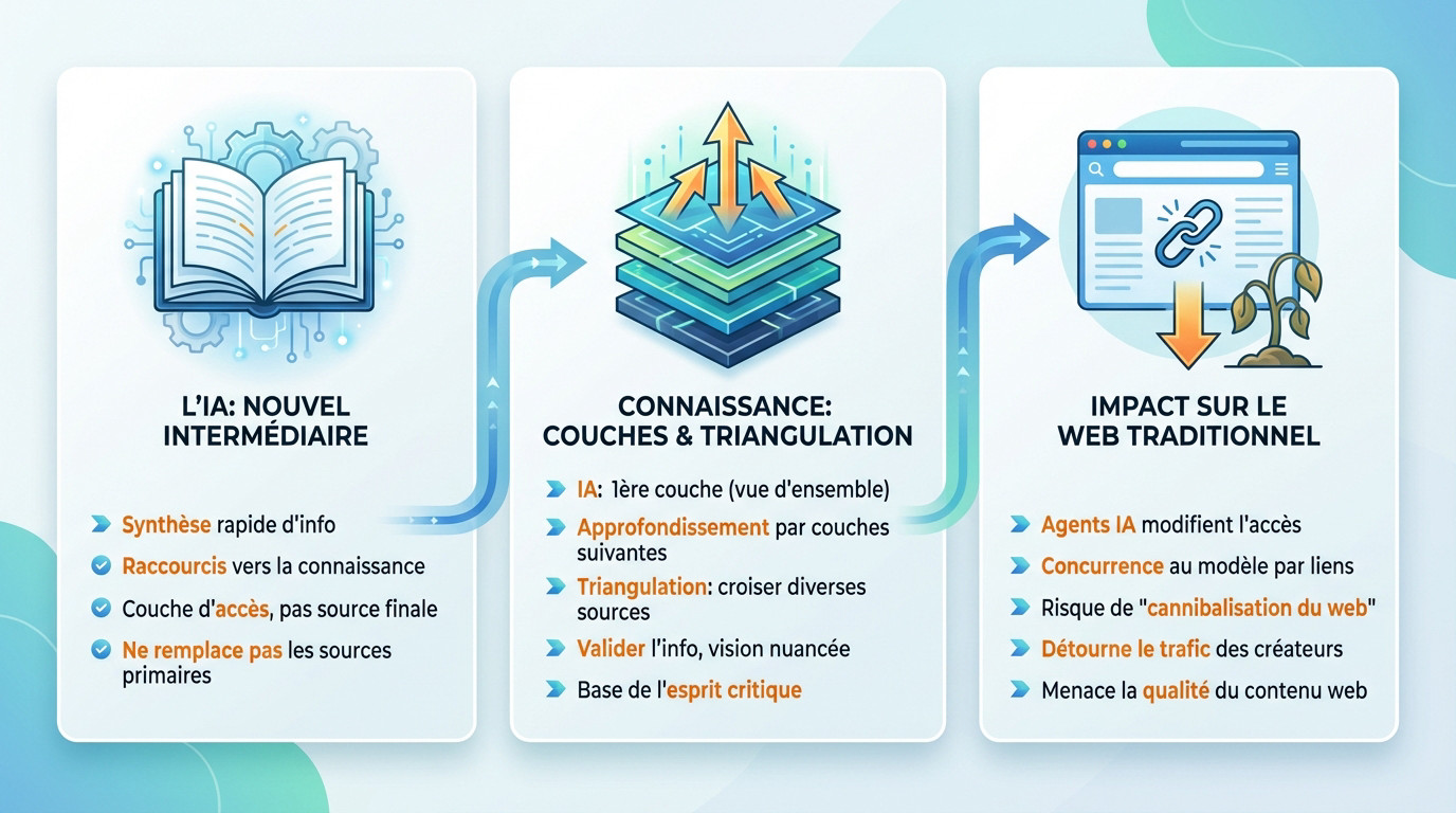 Illustration conceptuelle de l'impact de l'intelligence artificielle sur l'avenir du contenu et la recherche d'information