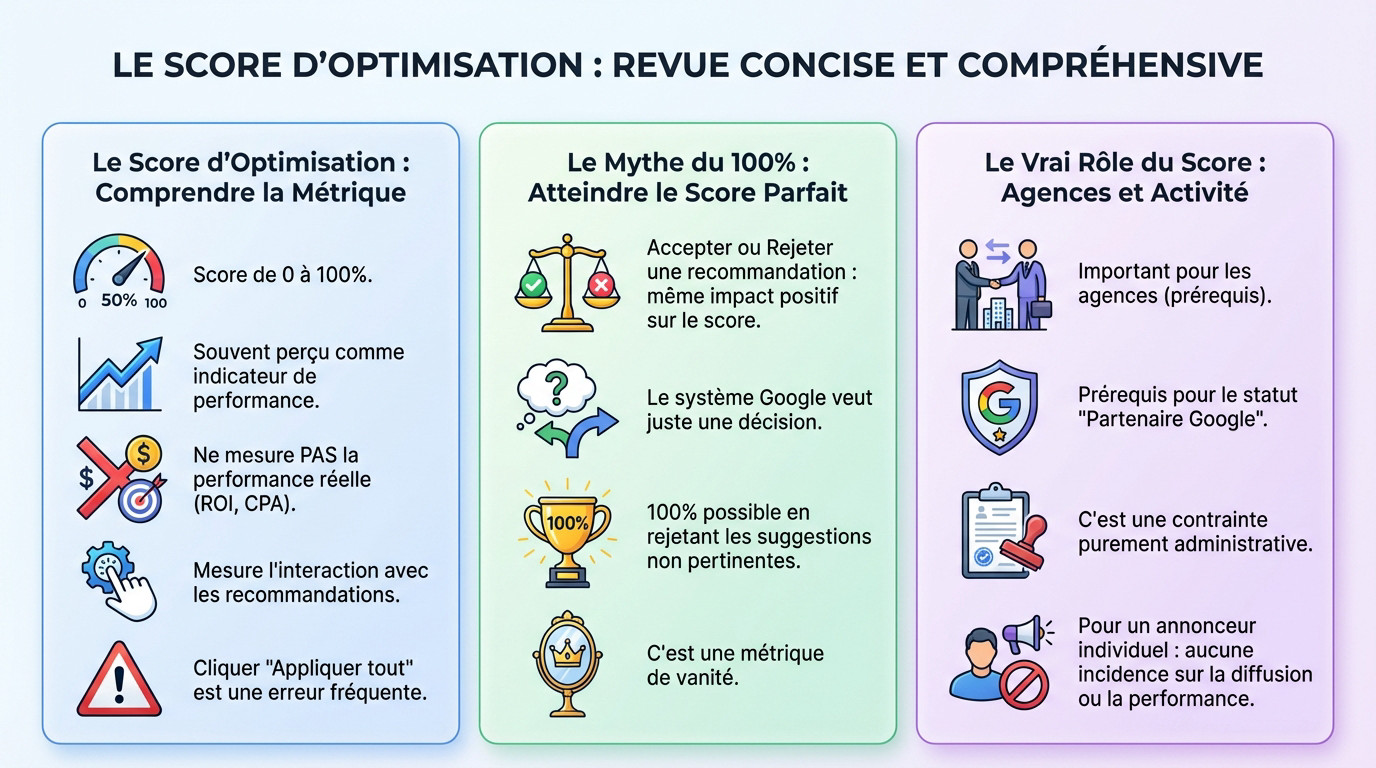 Analyse du score d'optimisation Google Ads : entre mythe de performance et réalité technique