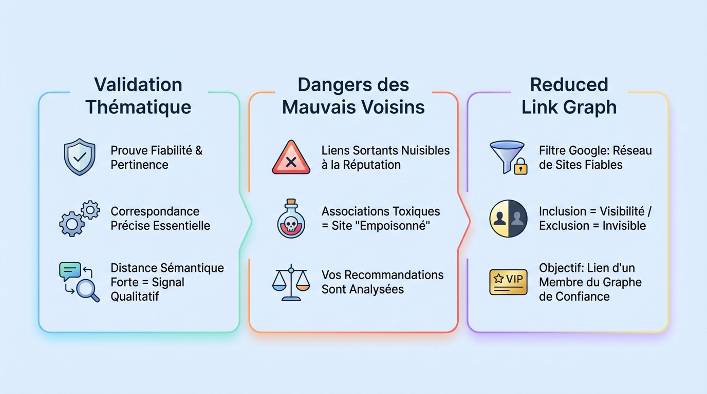 Schéma illustrant l'évolution des liens SEO vers la confiance et le contexte