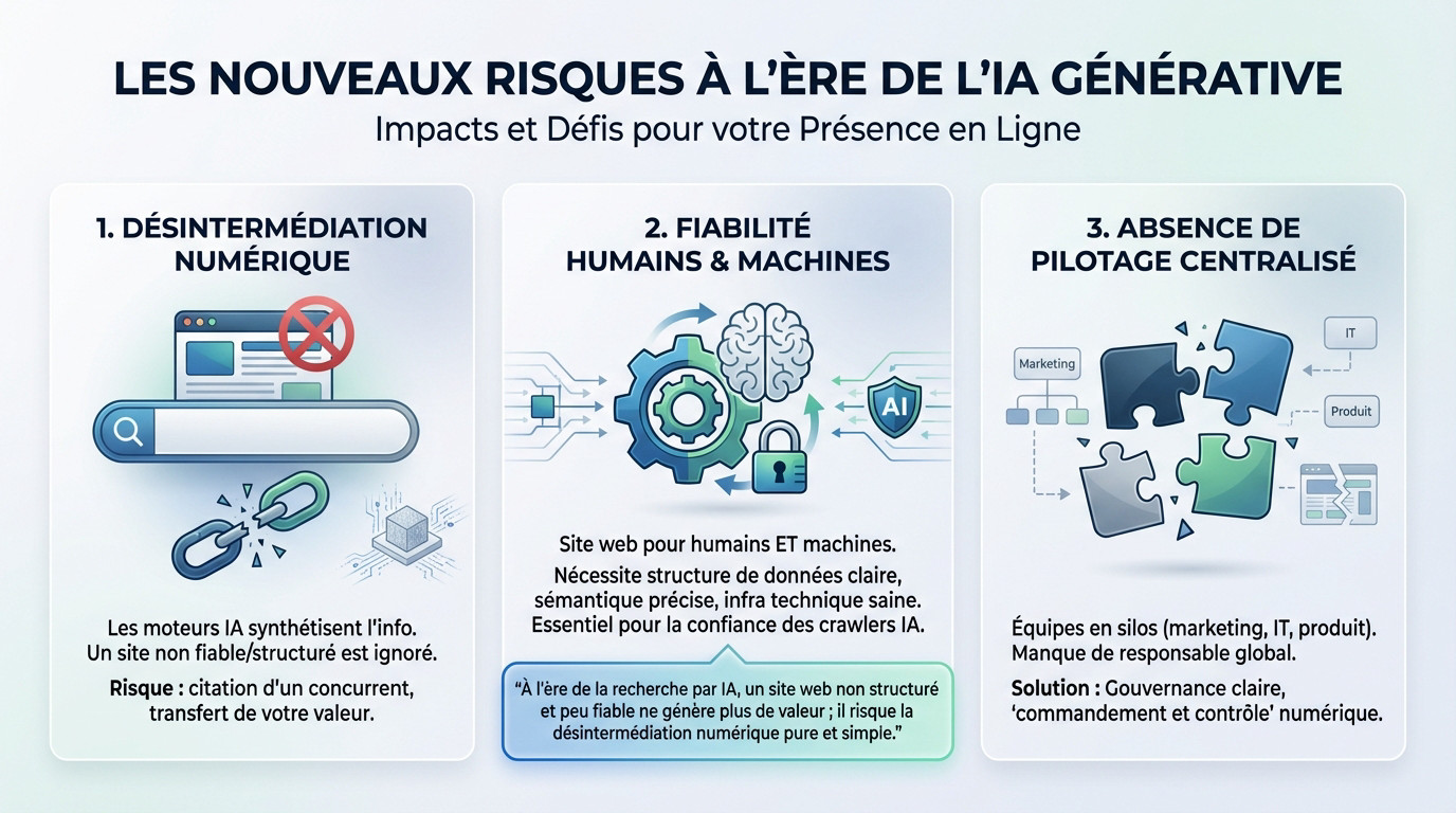 Illustration des risques de désintermédiation numérique face aux moteurs de recherche IA