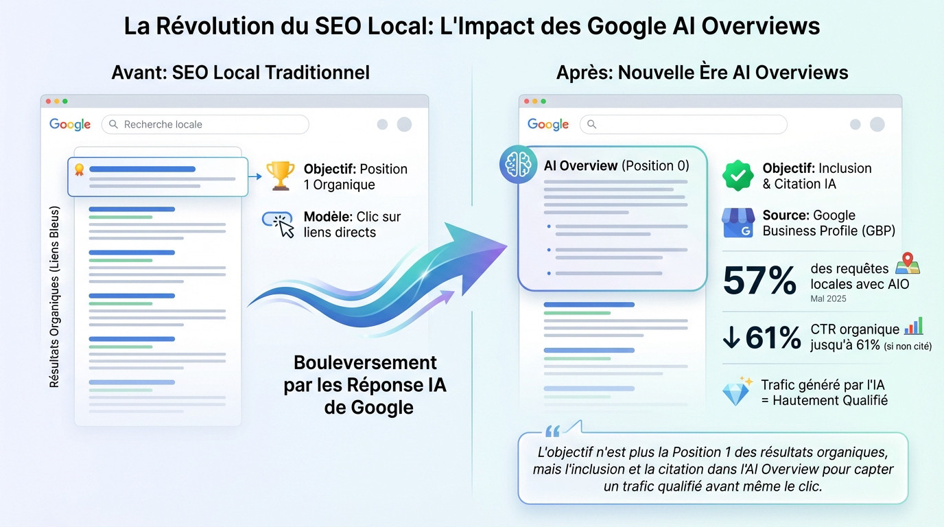 Impact des AI Overviews de Google sur les résultats de recherche locale et le trafic organique