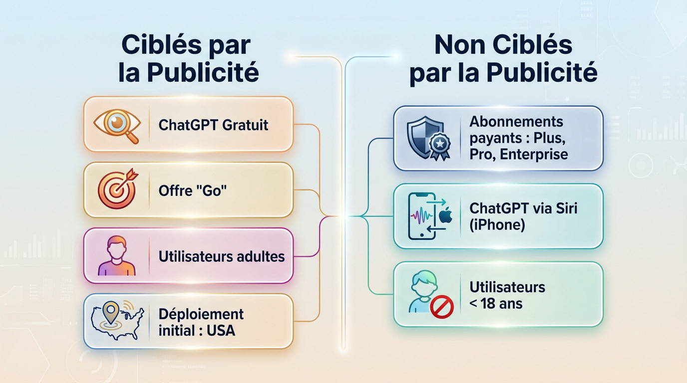 Graphique comparant les utilisateurs ciblés par les publicités ChatGPT et ceux qui ne le sont pas