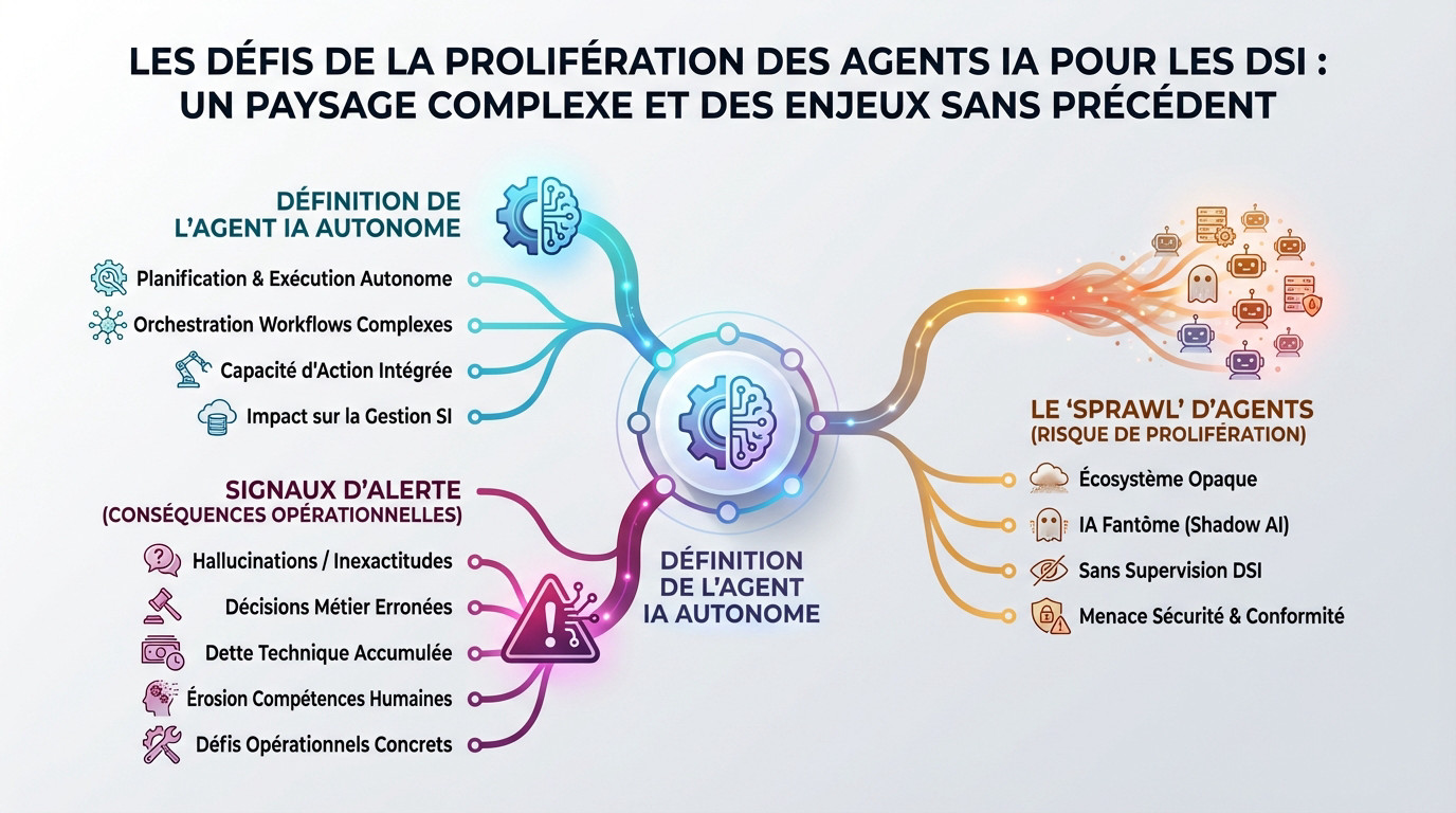 Illustration des défis de la prolifération des agents IA pour les DSI