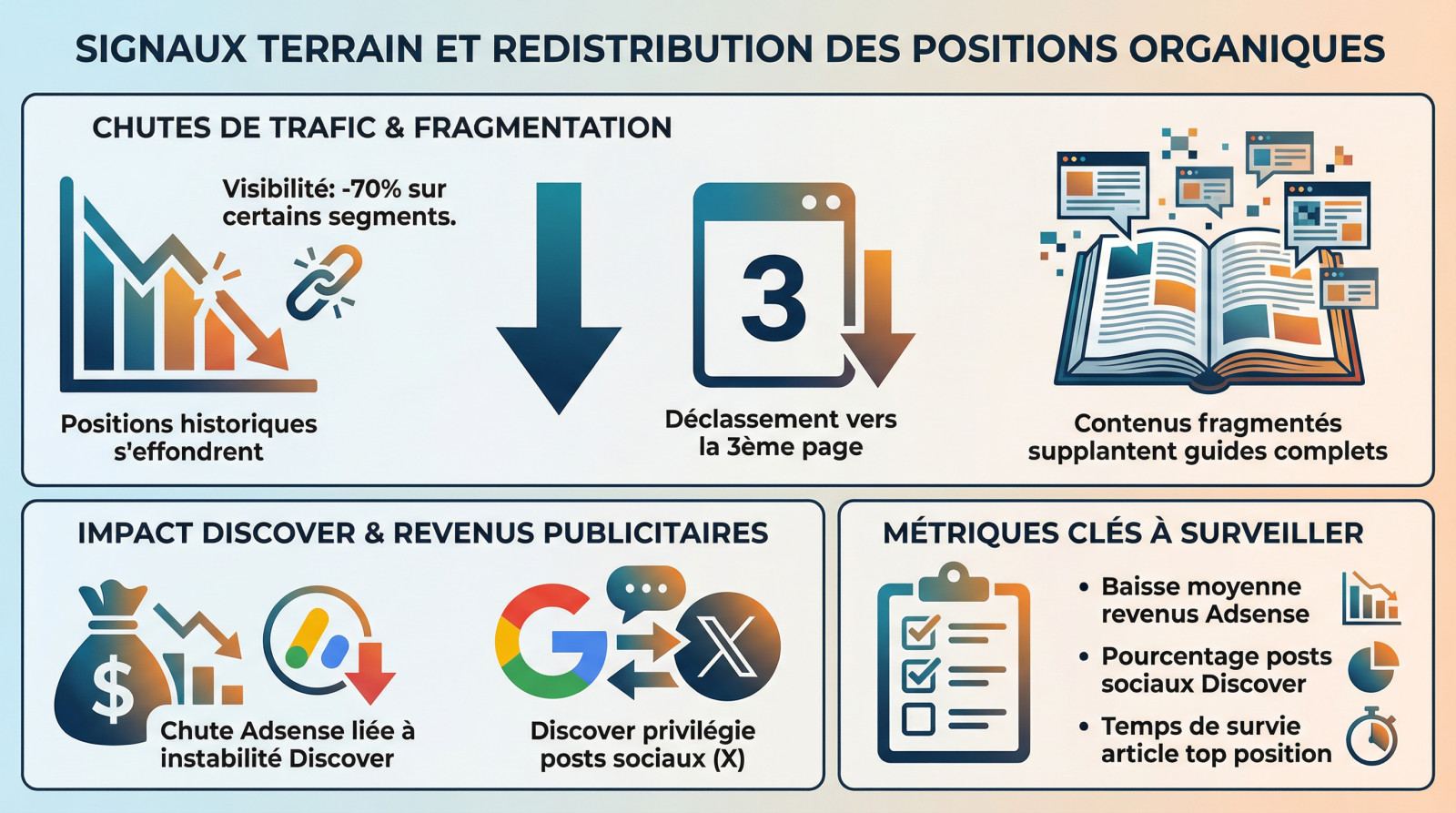 Graphique montrant la volatilité SEO Google et la redistribution des positions organiques en janvier 2026
