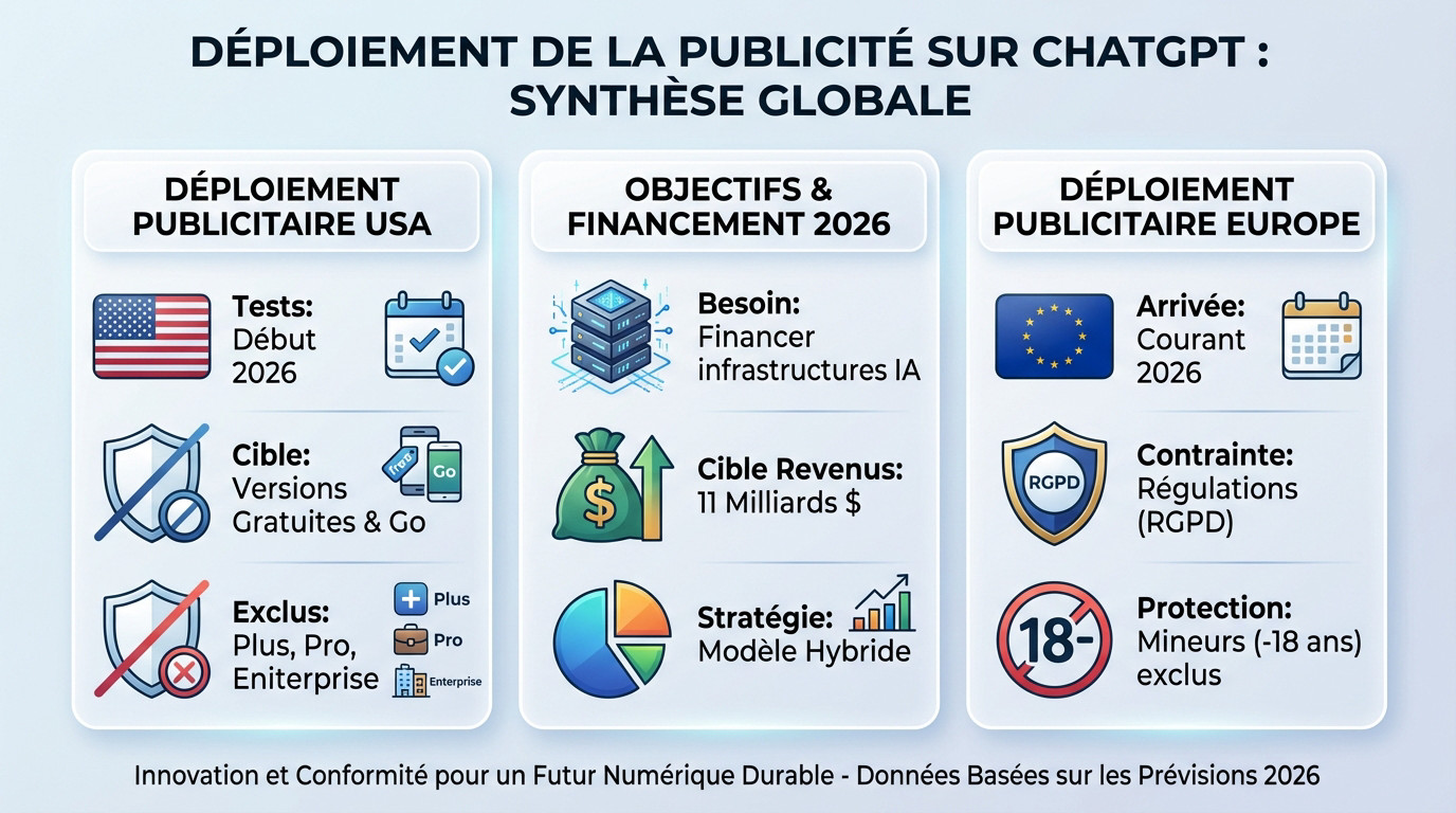 Synthèse du déploiement publicitaire sur ChatGPT et segmentation des comptes