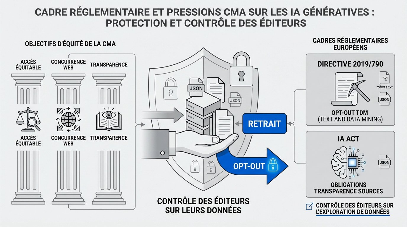 Illustration des régulations sur l'IA générative et le contrôle des données pour les éditeurs