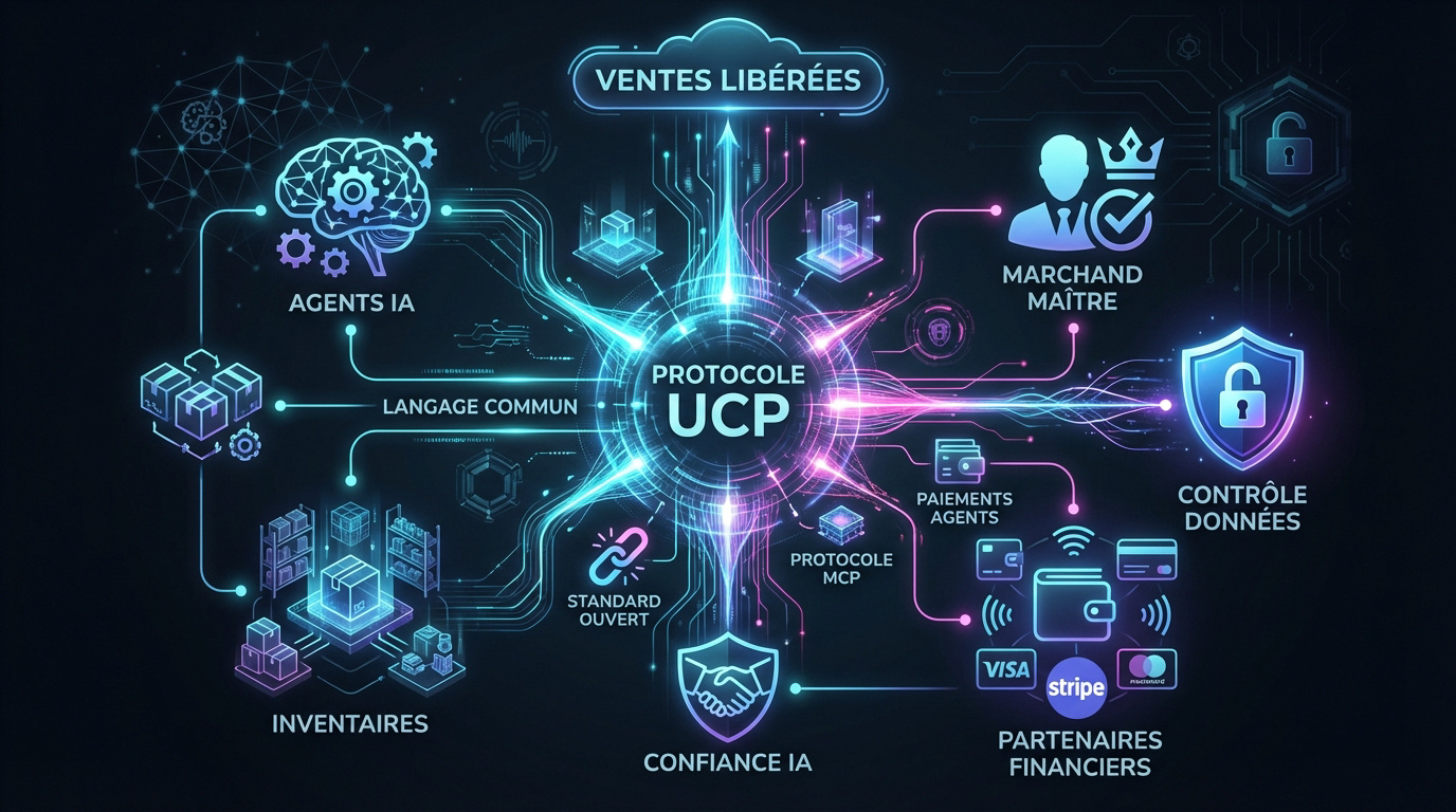 Ecosystème du protocole UCP et commerce agentique futuriste