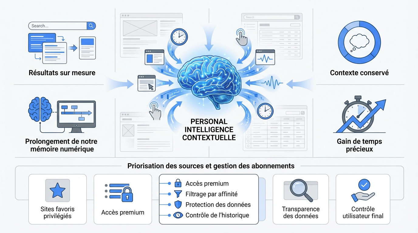 Interface d'intelligence artificielle personnalisant les résultats de recherche Google
