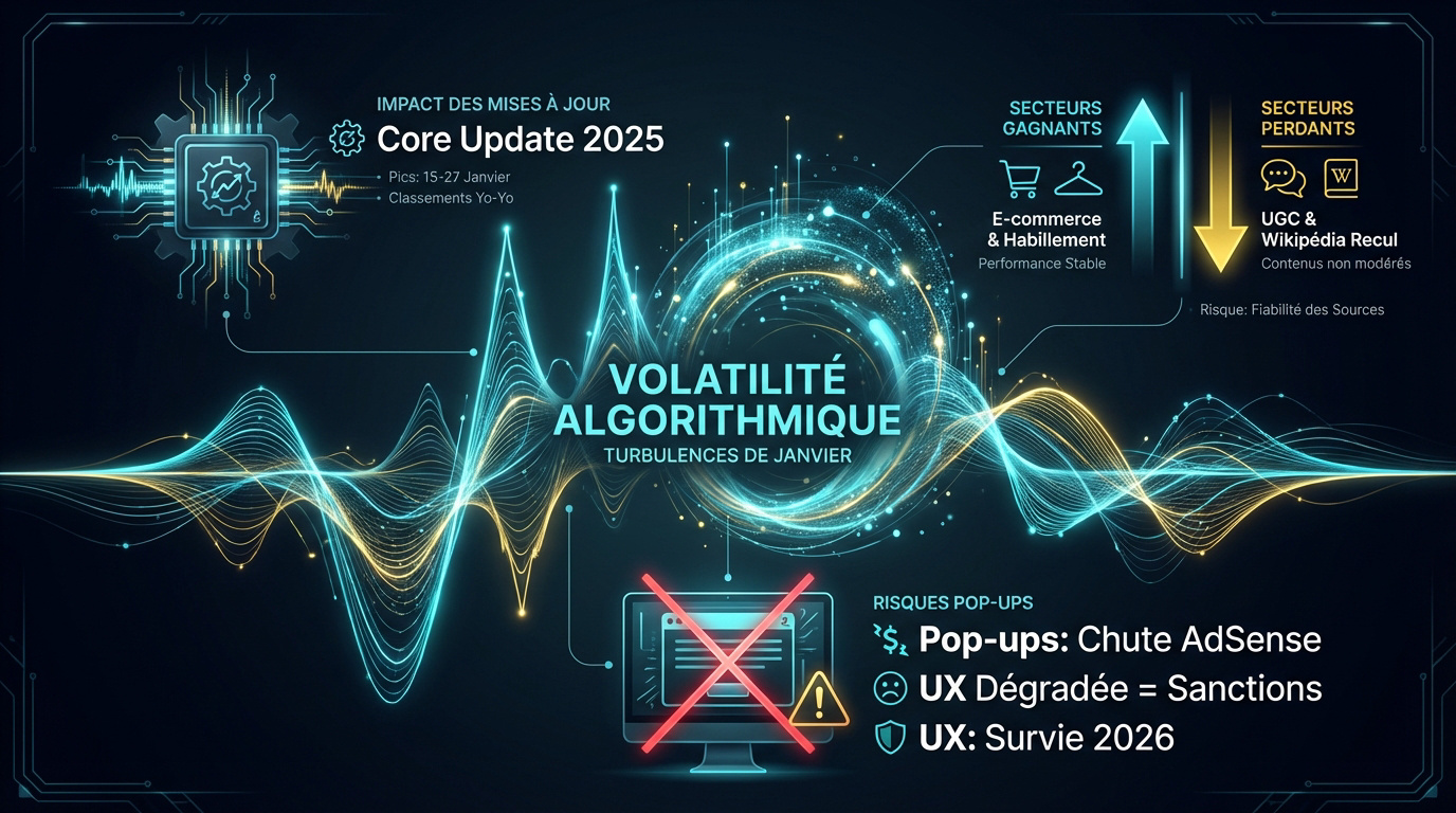 Graphique de la volatilité des classements Google en janvier 2026