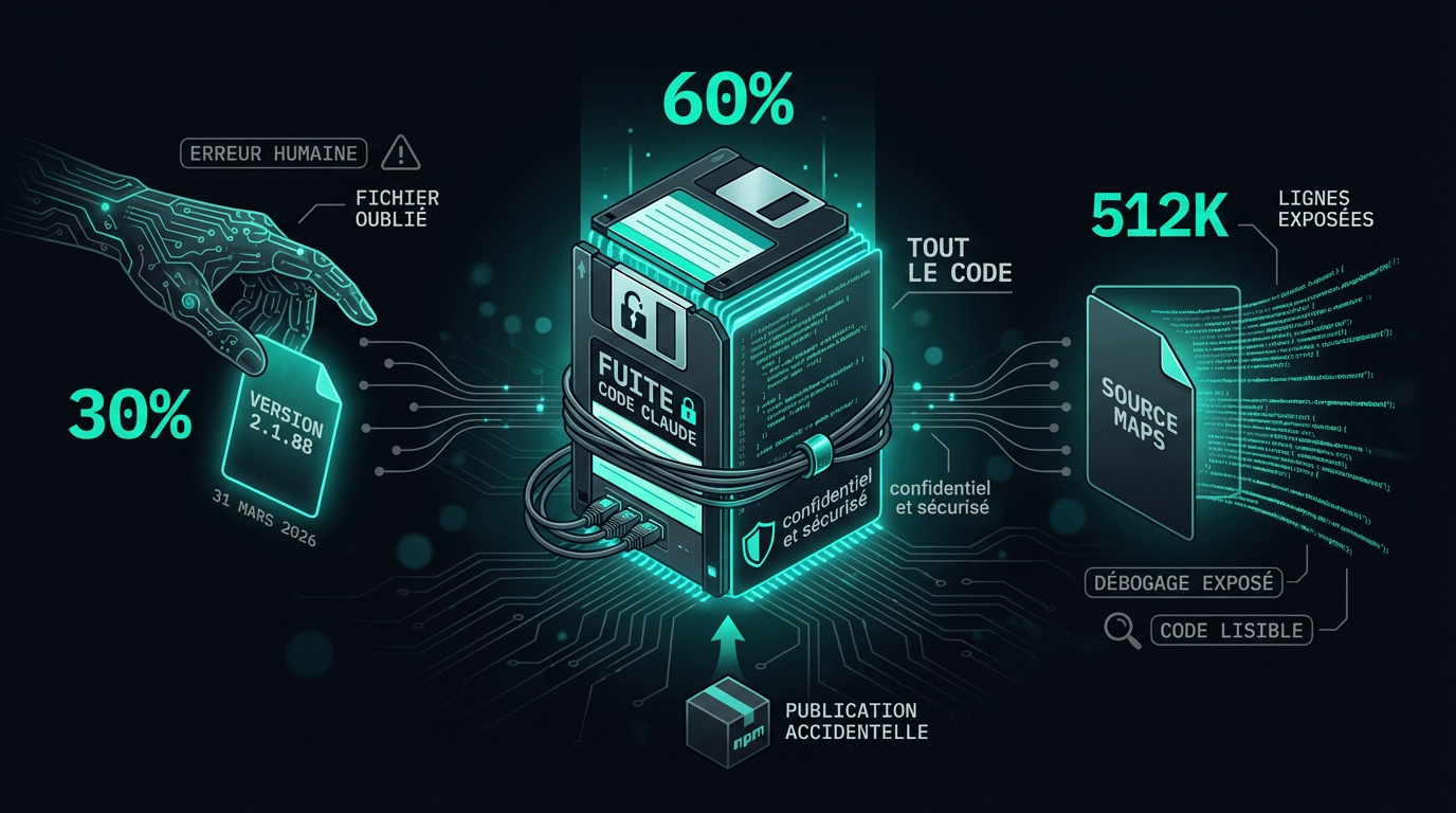 Illustration de l'erreur humaine ayant entraîné la fuite de code source sur npm