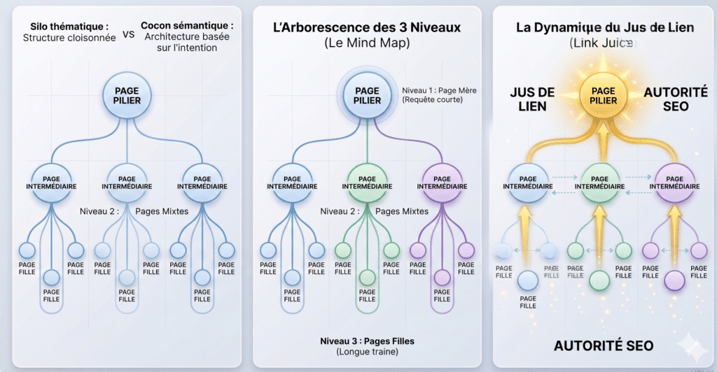 Diagramme SEO de structure et autorité des pages