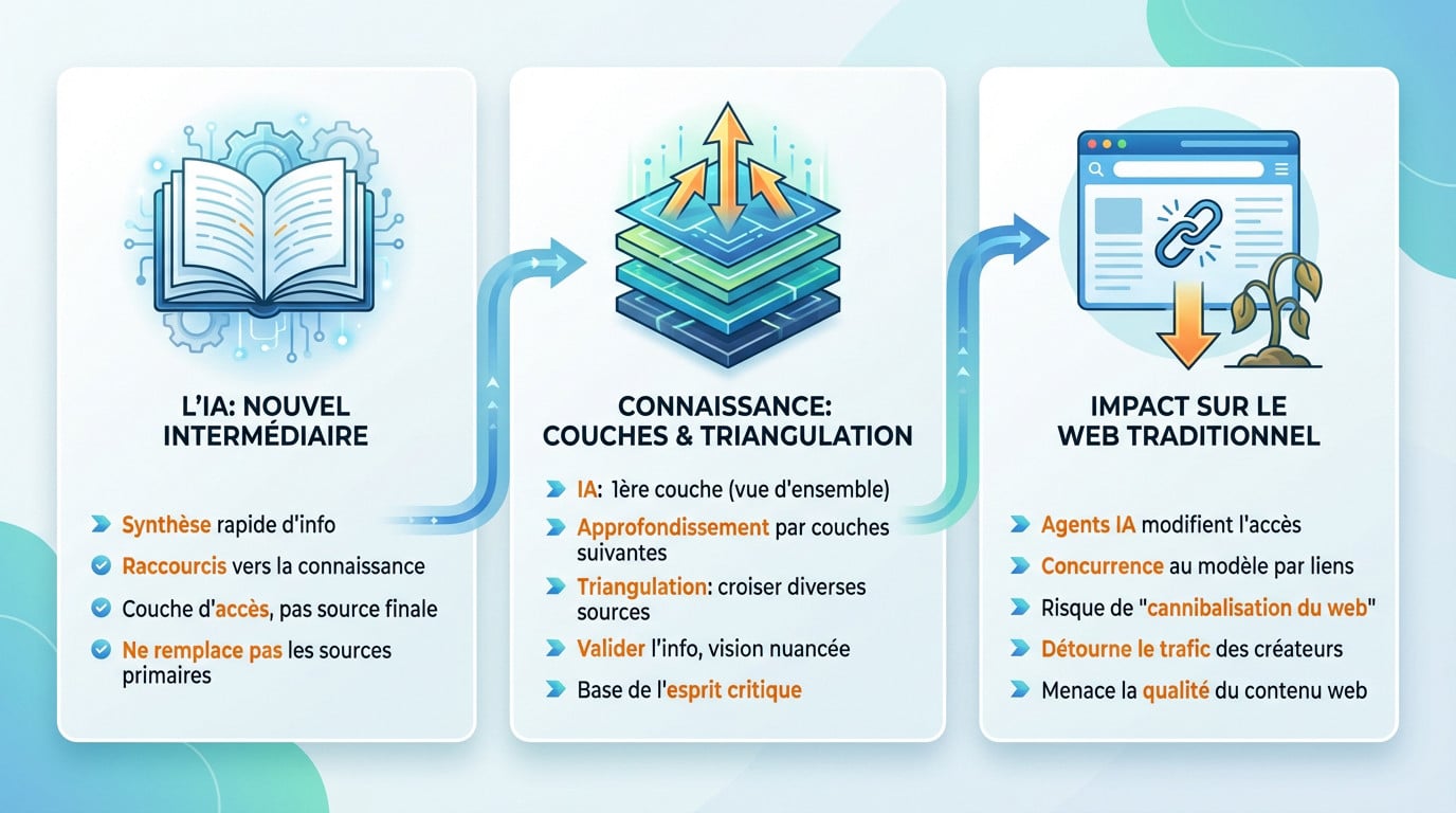 Illustration conceptuelle de l'impact de l'intelligence artificielle sur l'avenir du contenu et la recherche d'information