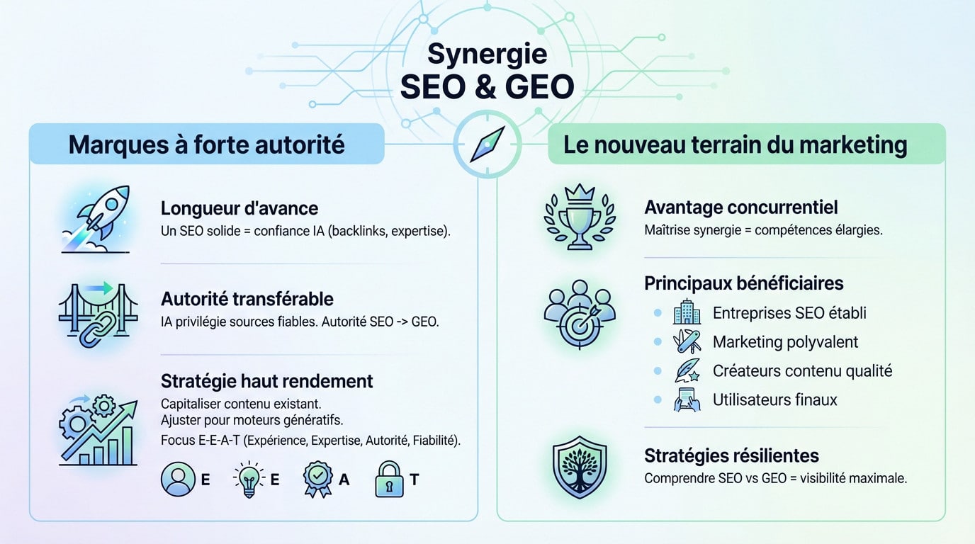 Synergie entre SEO et GEO pour maximiser la visibilité et l'autorité des entreprises