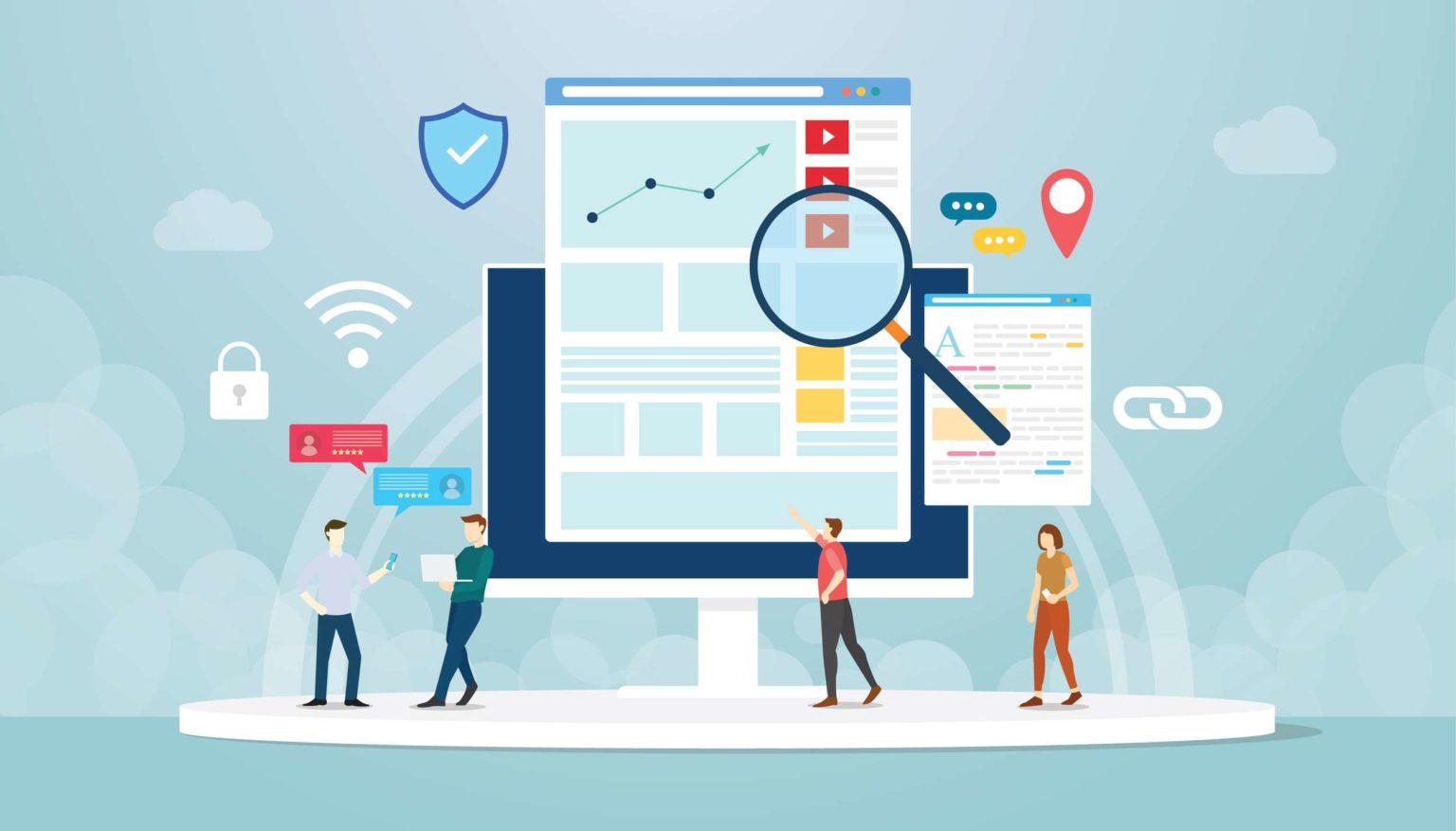 organic seo concept with team people work on analytics analysis development with modern flat style – vector illustration newsletter Uplix