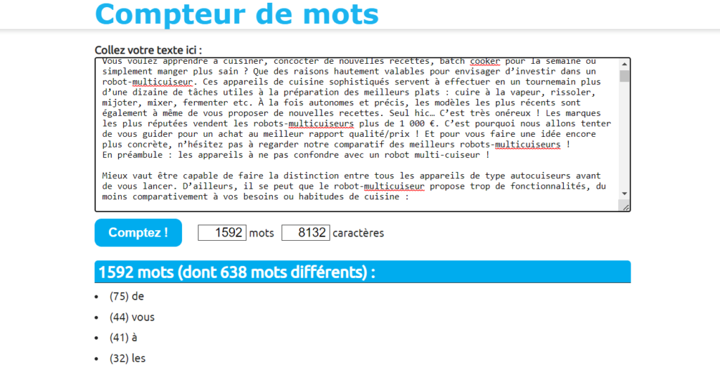 Compteur de mots rédaction Web