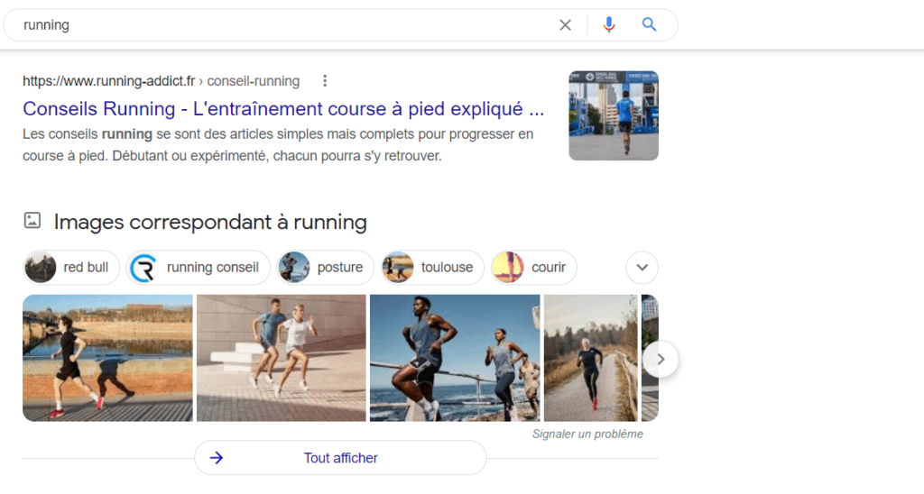 Running Addict Campus exemple référencement Google