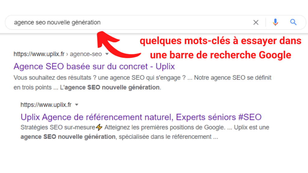 mots-clés barre de recherche