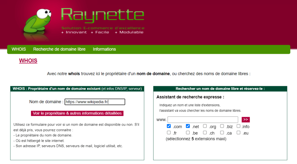 Changer de nom de domaine WHOIS