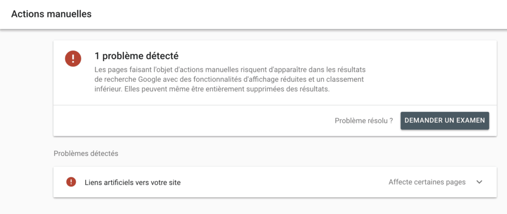 sanction-manuelle Google chute de trafic SEO