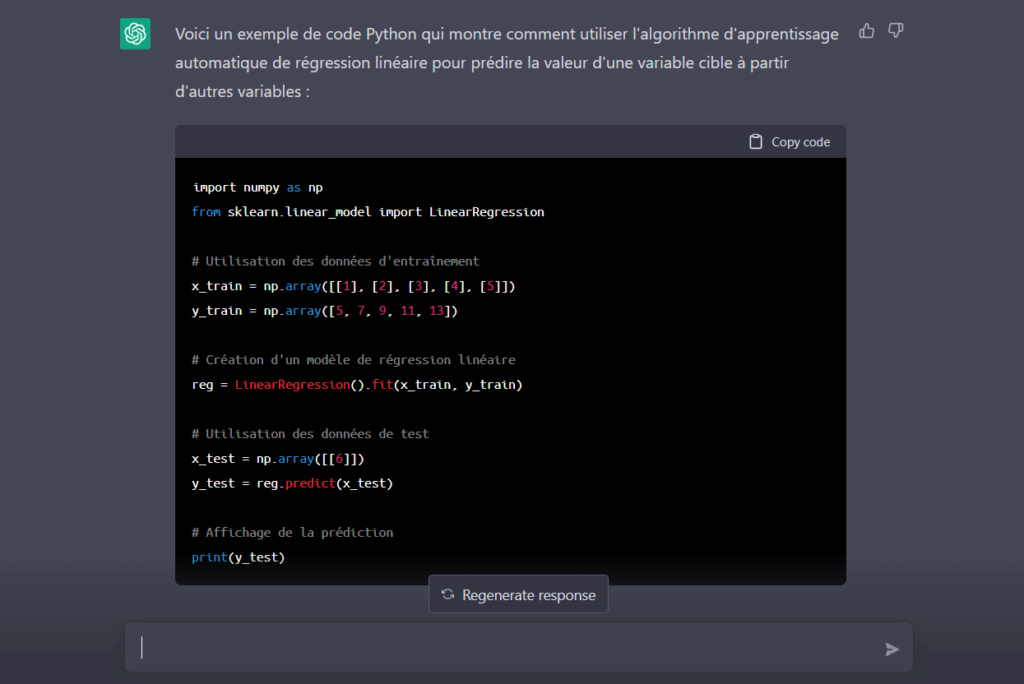 Programmation informatique par ChatGPT