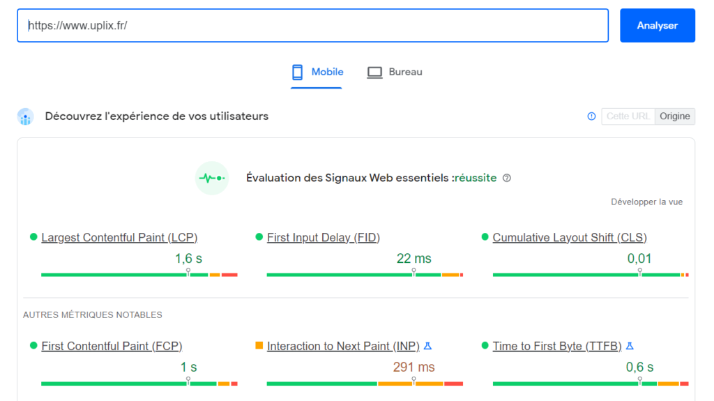 Page speed uplix balise canonique