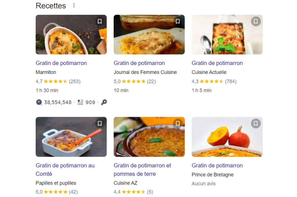 Rich Snippets recettes de cuisine