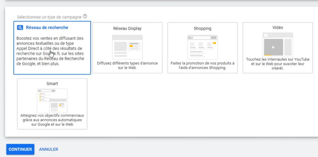 Campagne Search sur Google Ads