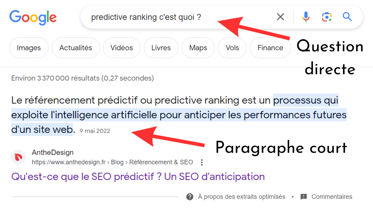 Featured snippets texte simple