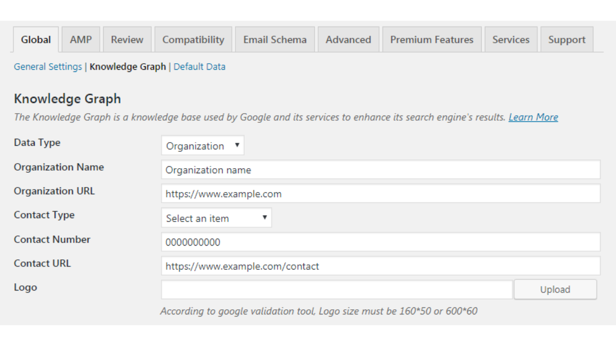 Interface du plugin Schema & Structured Data for WP