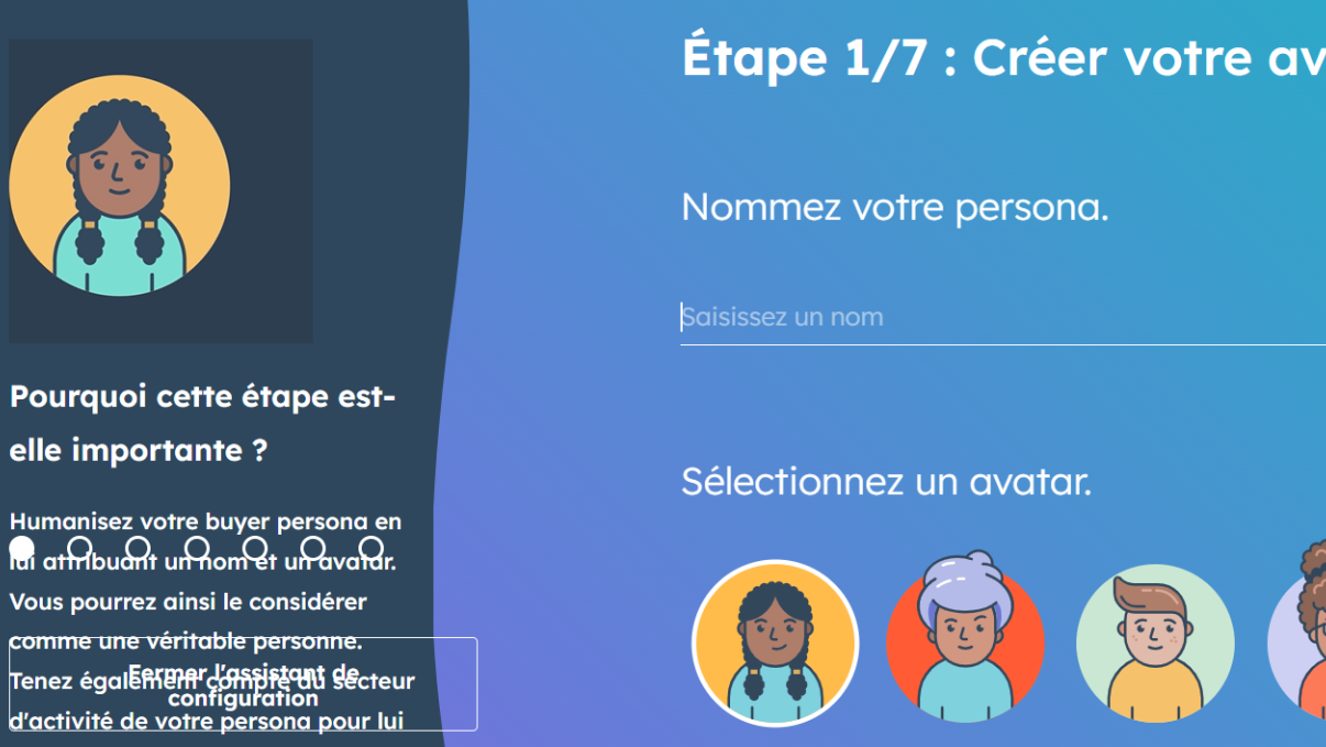 Logiciel de création de persona Hubspot