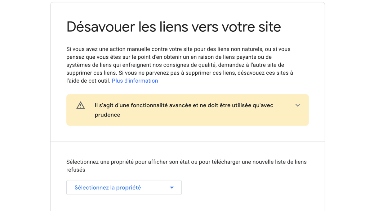 Search Console désavouer un lien