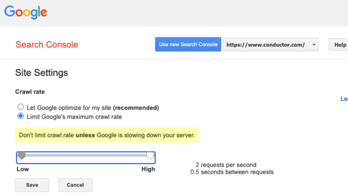 Crawl Rate sur la Search Console