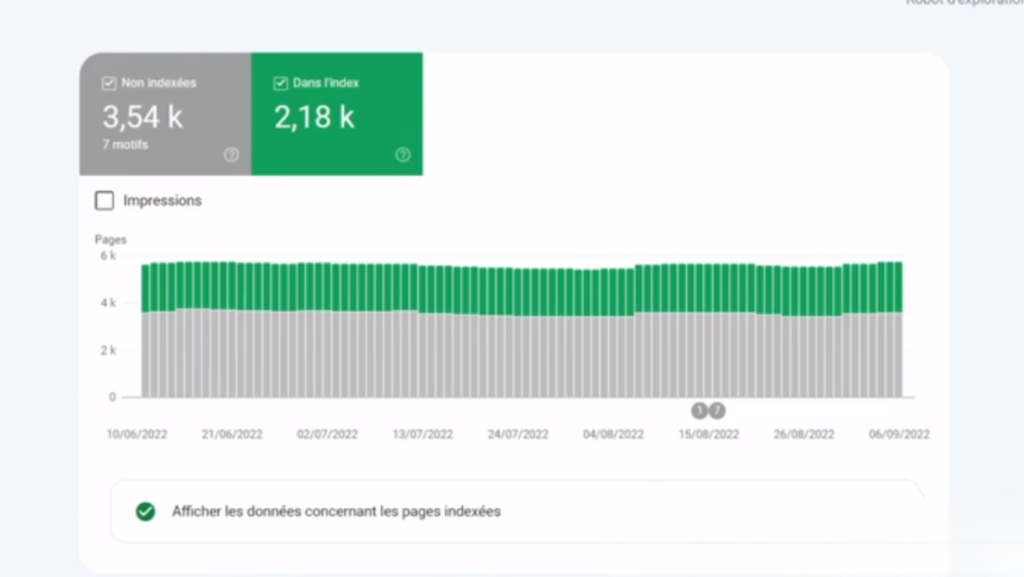 Exemple suivi d'indexation sur la Search Console