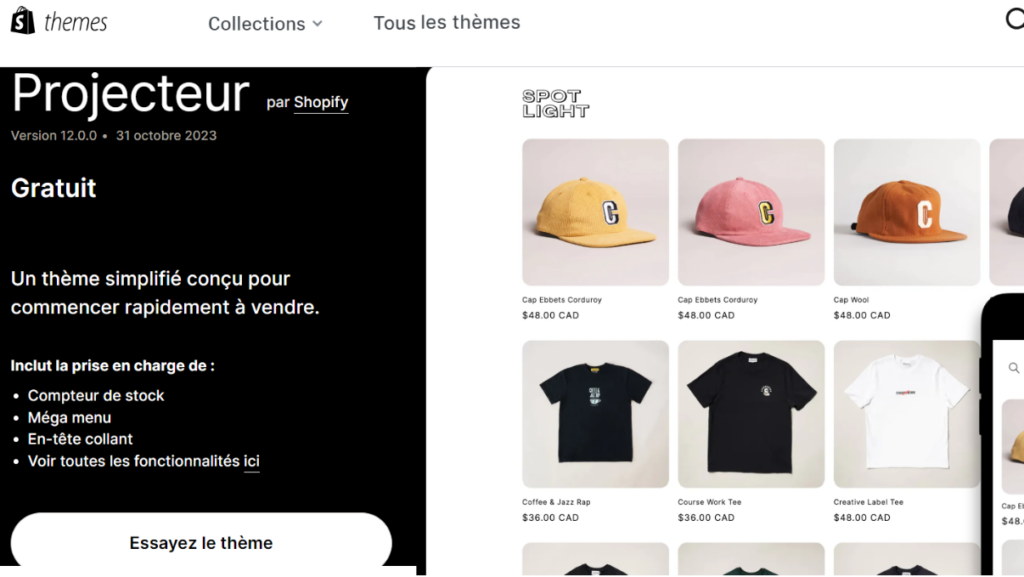 Shopify thèmes