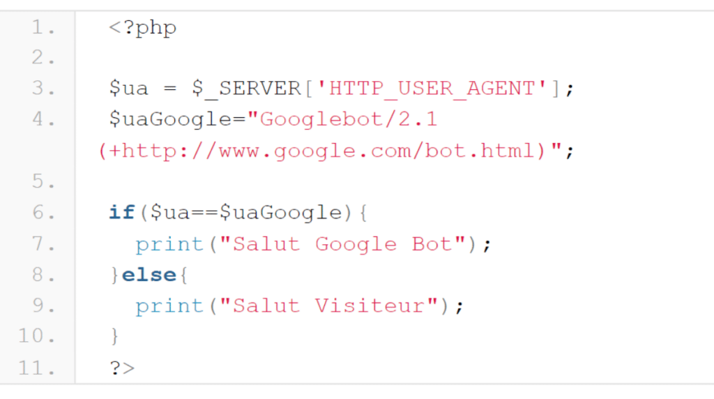 Code php avec user agent