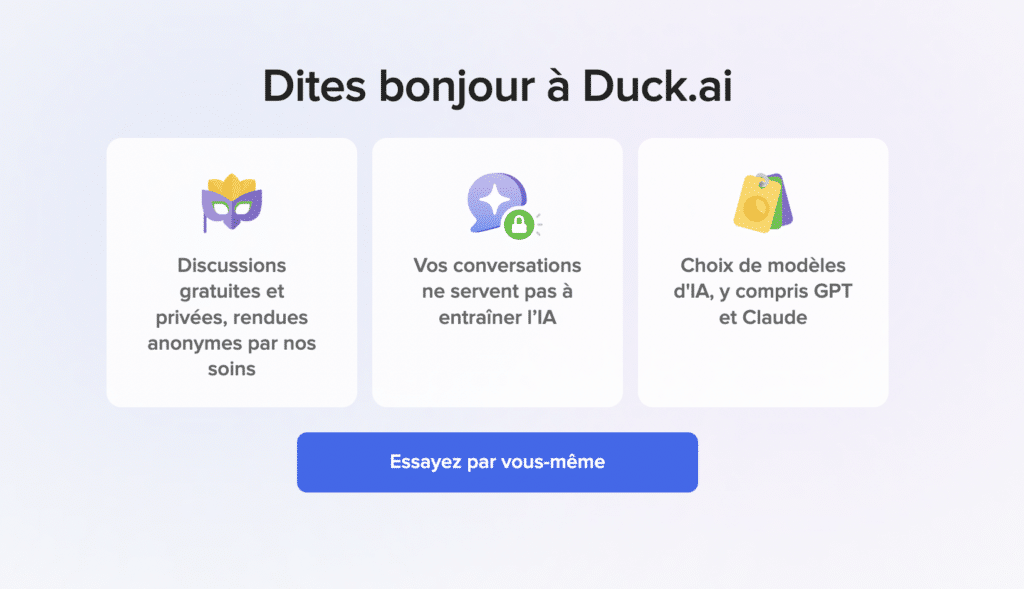Capture d'écran Duck.ai