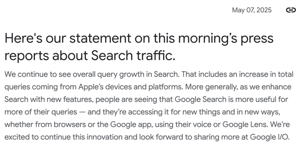 Le communiqué de Google au sujet de la dernière déclaration d'Apple