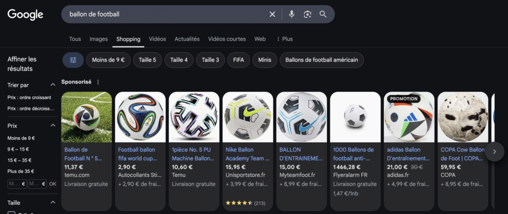 Des annonces publicitaires sur Google Shopping