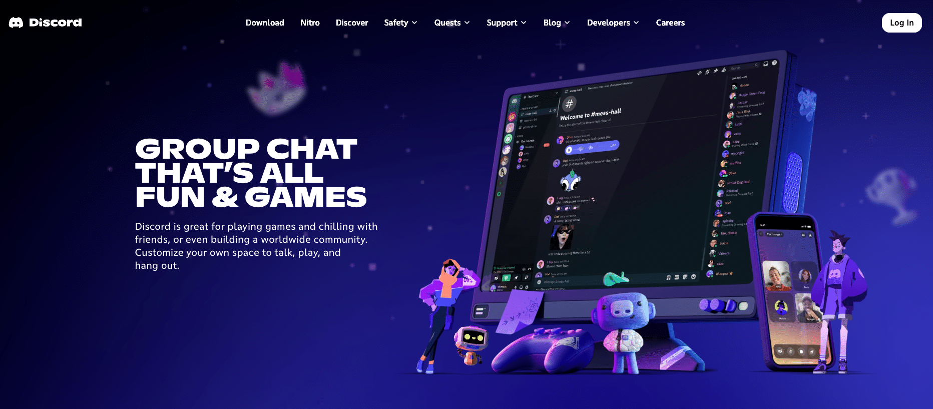 Page d'accueil Discord