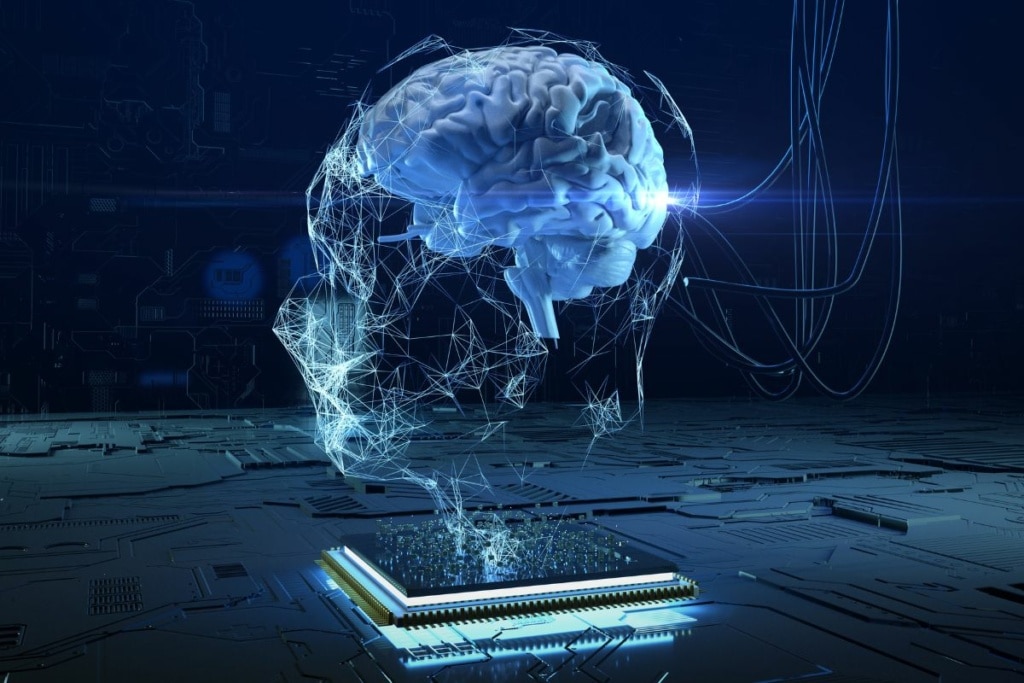 illustration de l'IA avec un cerveau connecté