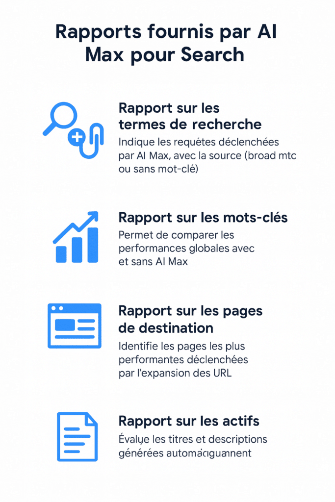 rapports fournit AI Max pour Search