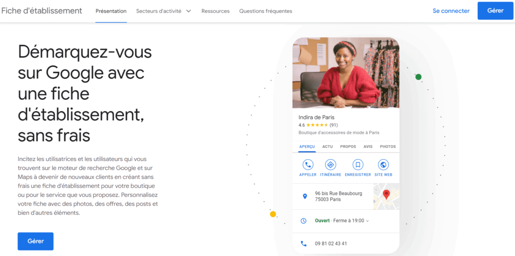 Fiche établissement Google