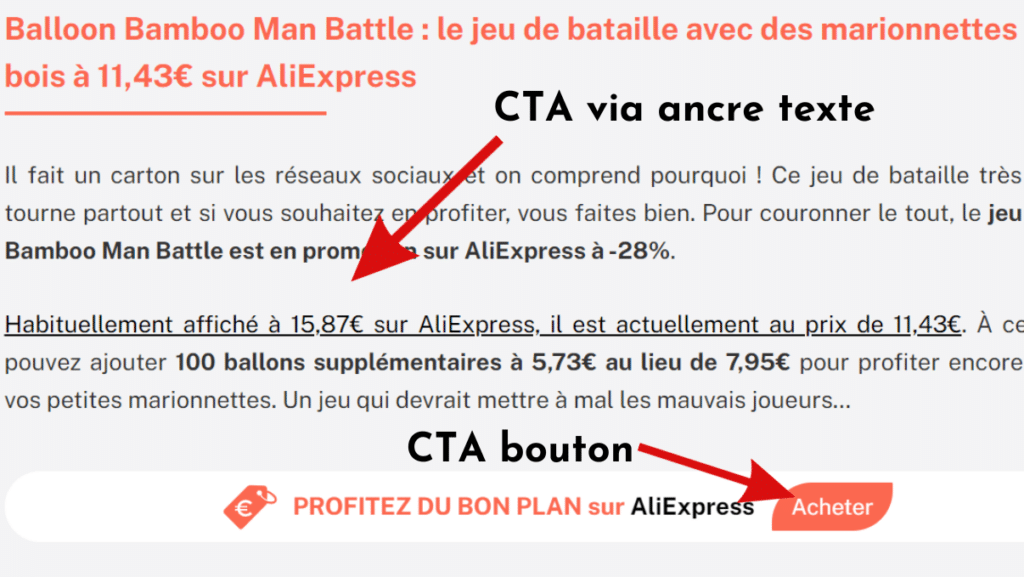 Exemples call to action