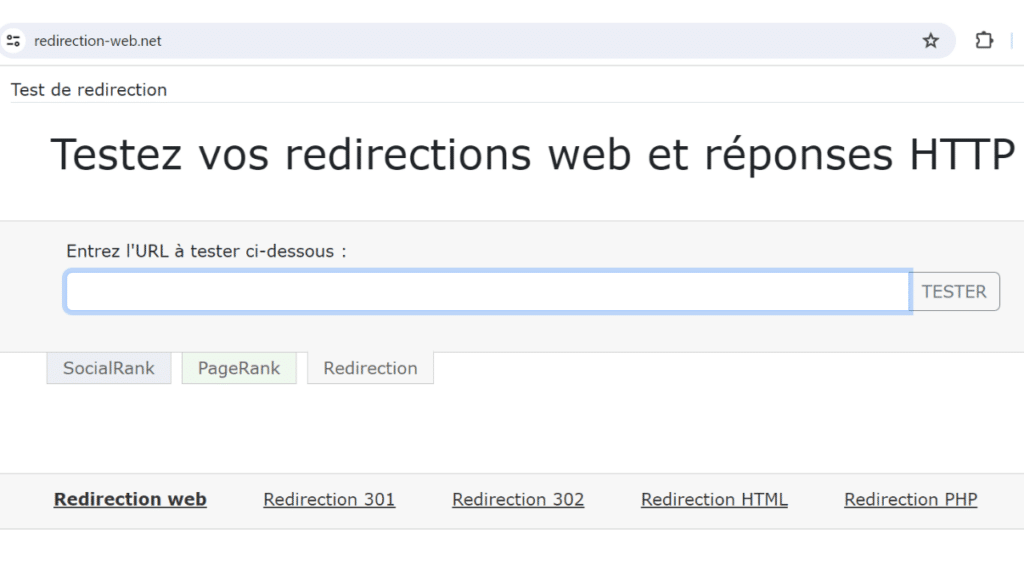 test en ligne redirection 301