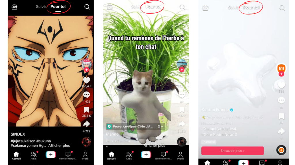 TikTok section Pour toi