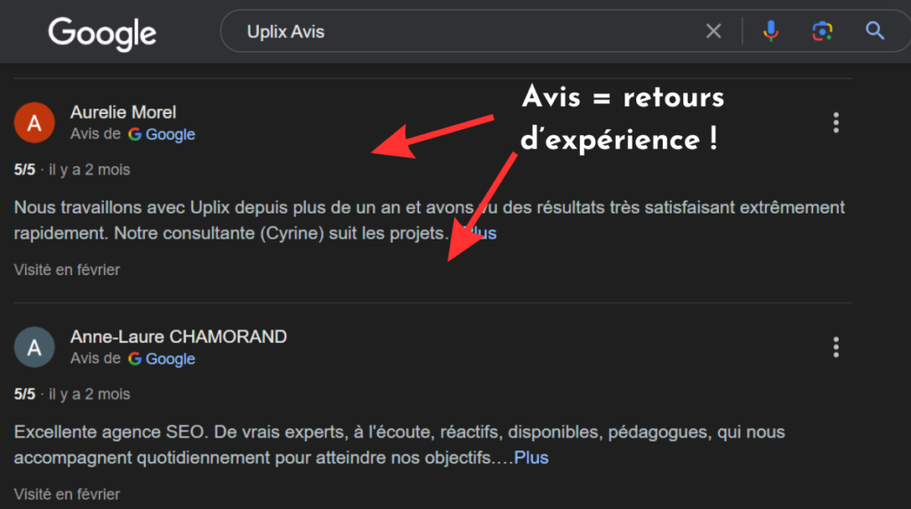 Exemples d'avis sur Uplix