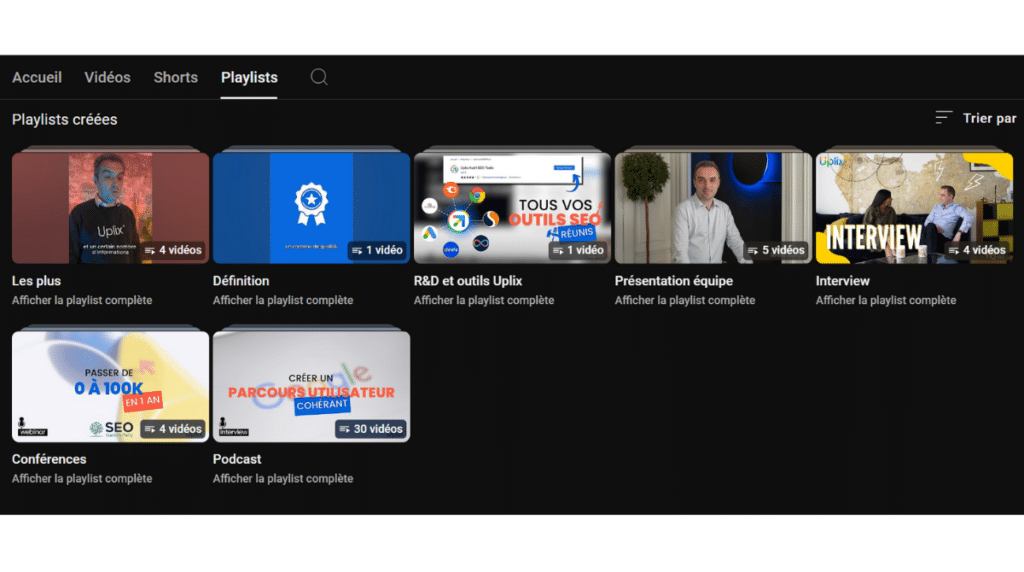 Chaîne YouTube Uplix playlist